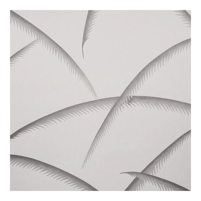Schumacher Deco Palms Wallpaper in Charcoal - 10 Yards For Sale