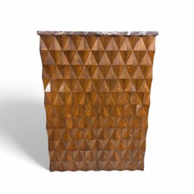 Brutalist Wood and Rosso Levanto Marble Cabinet For Sale - Image 6 of 6