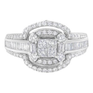 14KT White Gold Diamond Cocktail Ring (1 1/4 cttw, H-I Color, SI2-I1 Clarity) For Sale