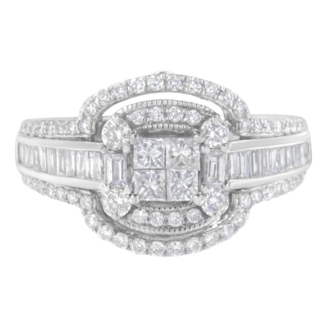14KT White Gold Diamond Cocktail Ring (1 1/4 cttw, H-I Color, SI2-I1 Clarity) For Sale