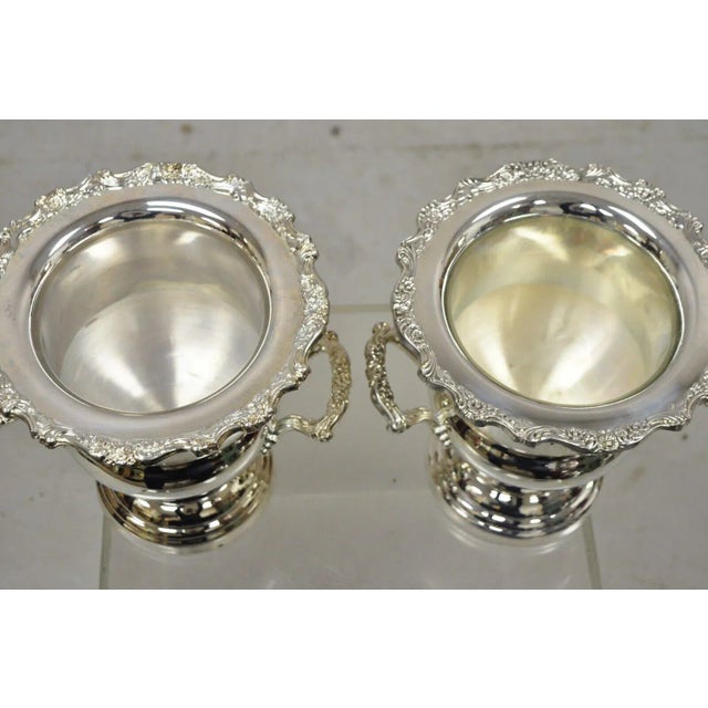 Traditional Vintage Oneida Regency Style Silver Plated Champagne Ice Bucket - a Pair For Sale - Image 3 of 12