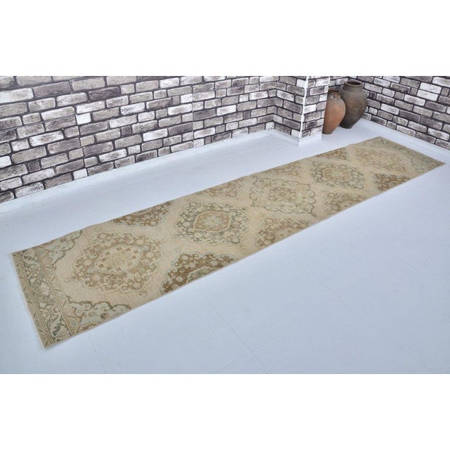 Textile 0ushak Vintage Handknotted Hallway Rug For Sale - Image 7 of 10