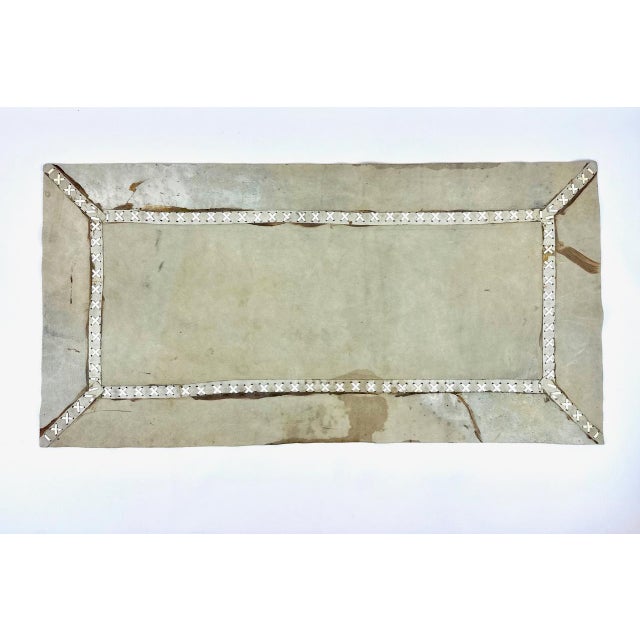 Hand-Woven Chrommium-Tanned Table Rug in Cow Leather from Industria Argentina, 1970s, in Very Good conditions. Designed...
