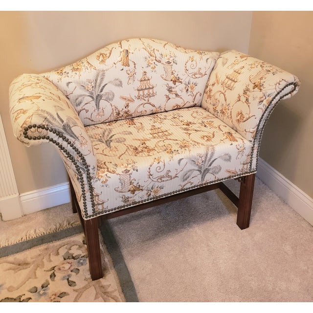 2000 - 2009 Custom Made Cox Manufacturing Asian-Inspired Settee For Sale - Image 5 of 13