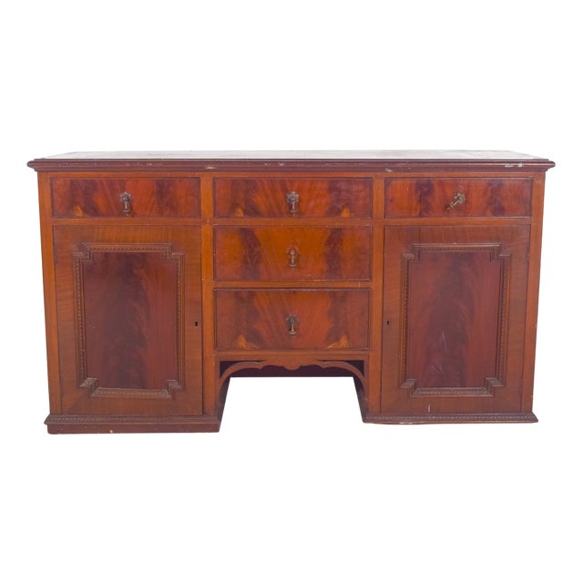 Antique Sideboard with Two Doors and Five Drawers For Sale