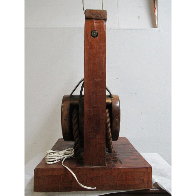 Vintage Ships Marine Pulley Block Tackle Lamp For Sale - Image 10 of 11