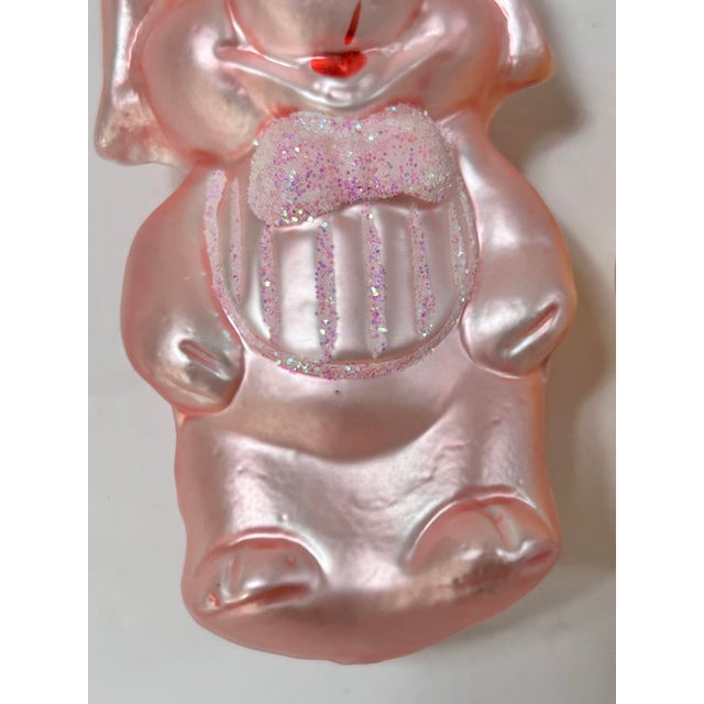 Vintage German Glass Pig & Teddy Bear Christmas Ornaments – Pair For Sale - Image 4 of 9