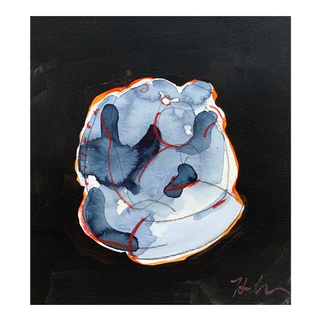 Folded Figure Mali, Head, Heart, Hand, Acrylic, Charcoal, Craypas, on Paper. 10 X 9 Inches For Sale