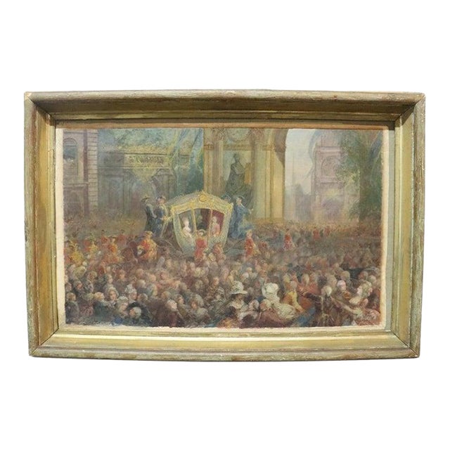 J. Nartos Narrer English Oil on Canvas Painting of a Royal Procession 19thC For Sale