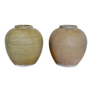 19th Century Chinese Glazed Stoneware Jars - A Set of Two For Sale