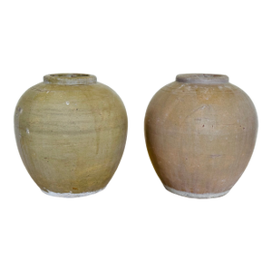 19th Century Chinese Glazed Stoneware Jars - A Set of Two