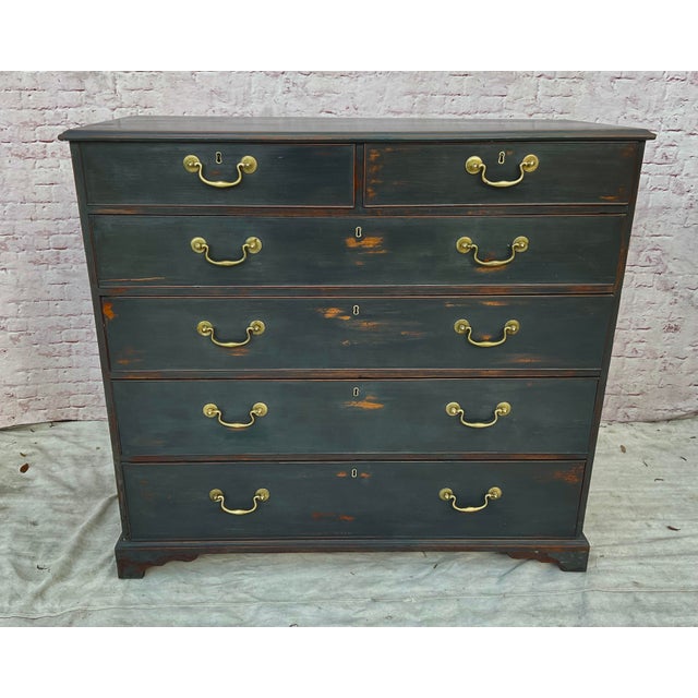 Rare Period English Georgian Ebonized Chest of Drawers. This lovely and elegant Chest features beautifully ebonized finish...