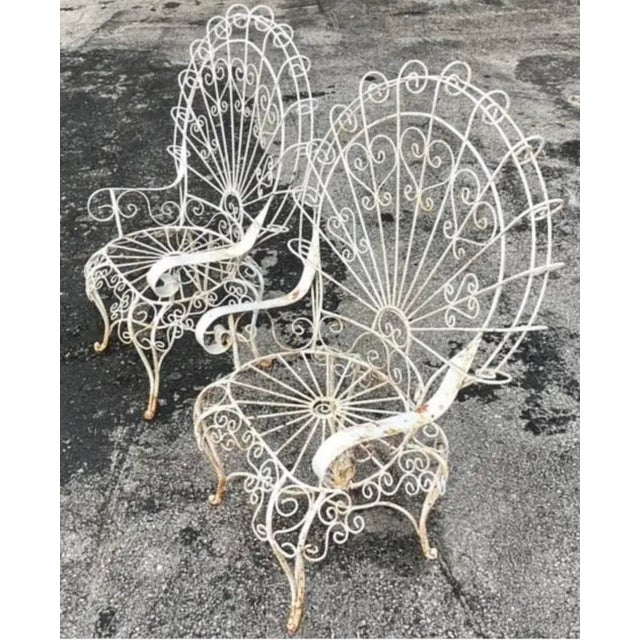 Mid 20th Century Vintage Boho Wrought Iron Peacock Chairs After Salterini - Set of 2, Attributed For Sale - Image 5 of 8