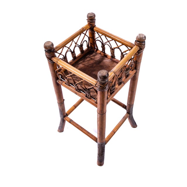 Mid 20th Century Rattan Plant Stand For Sale - Image 9 of 10