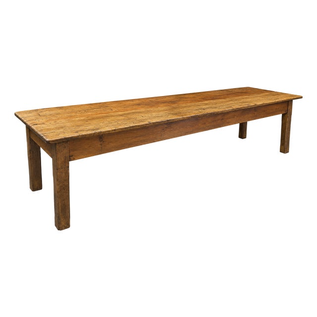 English Farmhouse Harvest Table in Pine and Elm, 1850 For Sale