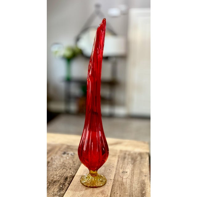 Vintage LE Smith Swung Vase - Amberina - Pedestal Base - Mid Century Modern - 22"H x 4"W x 4"D Excellent Condition - no...