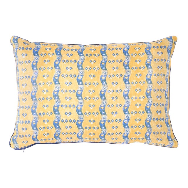 Schumacher Ottilie Stripe 18" Lumbar Pillow in Yellow For Sale