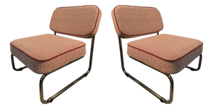 Vintage Steel Lounge Chairs with Fabric, 1970s, Set of 2