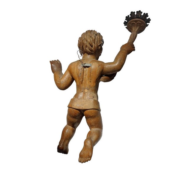 18th Century Wooden Putti Candleholders, 1800s, Set of 2 For Sale - Image 5 of 6