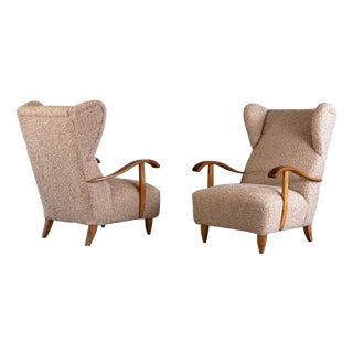 Set of Italian Modern Wing Chairs by Melchiorre Bega, 1940s For Sale