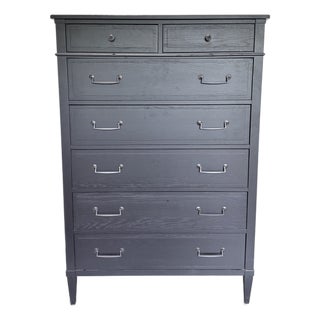 Ethan Allen Black Seven Drawer Tall Chest For Sale
