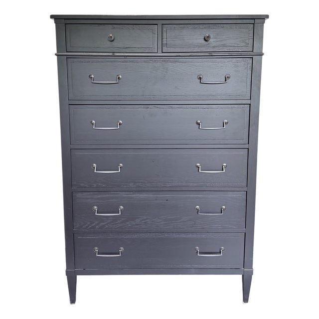 Ethan Allen Black Seven Drawer Tall Chest For Sale