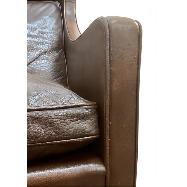 Fredericia Model 2204 Wing Chair in Patinated Leather by Borge Mogensen, 1960s For Sale - Image 13 of 17