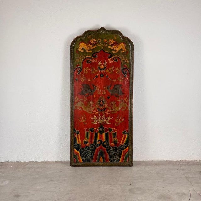 An extraordinary 19th-century Tibetan monastery door panel, dating to circa 1890, originally used as a chamber door for...