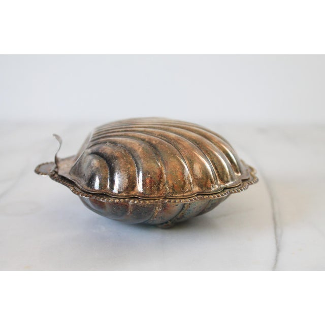 Vintage Silver-Plated Shell Butter Dish & Caviar Server With Frosted Glass Liner For Sale - Image 12 of 12