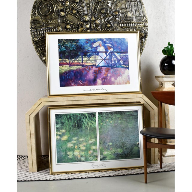 Sold as a pair. Pair of vintage early 1990s prints by Impressionist painters Claude Monet and Charles Warren Mundy. The...