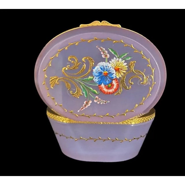 Casket with Hand Painted Cover in Opaline Glass For Sale - Image 9 of 9