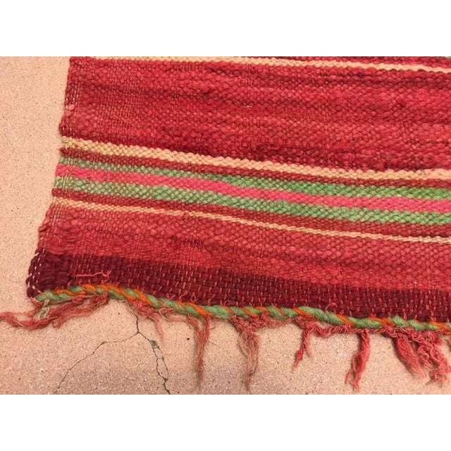 Vintage Moroccan flat-weave stripes Kilim rug.Large size blanket vintage Moroccan rug, handwoven by Berber women in...