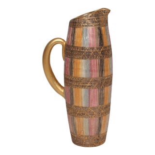 Vintage Italian Modernist Gilt Ceramic "Seta" Pitcher by Aldo Londi for Bitossi For Sale