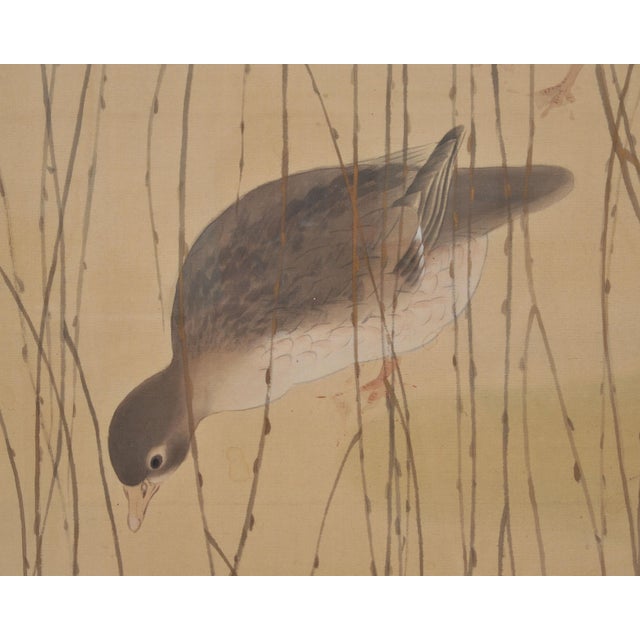Wood Japanese Taishō/Shōwa Painting Flock of Ducks in Winter Pond For Sale - Image 7 of 18