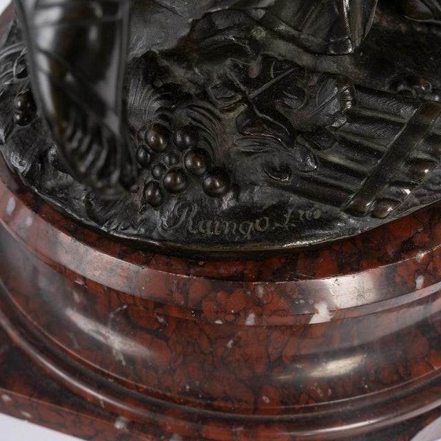 Large Napoleon III Bronze Sculpture with Marble Base from Clodion For Sale - Image 11 of 12