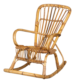 Vintage Italian Bamboo and Rattan Rocking Chair, 1960