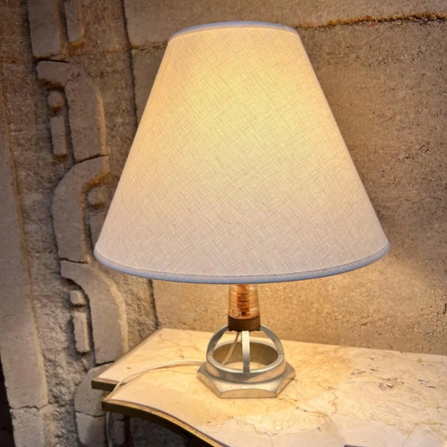 Small Aluminum Table Lamp, Geometric Form, Modern Design, 1980s For Sale In San Diego - Image 6 of 8