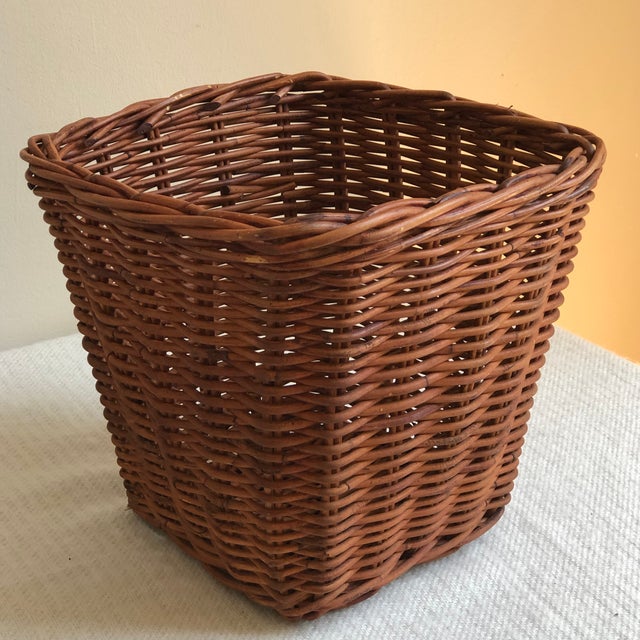 Vintage Rustic Wicker Wastebasket Chairish