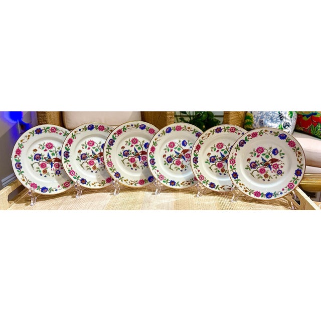 Set of Six (6) Early 20th Century WM Guerin for Limoges Bird of Paradise porcelain plates. Known for their delicate...