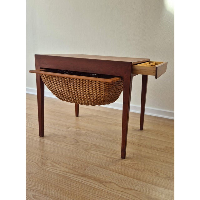 Severin Hansen Teak Sewing Table by Severin Hansen for Haslev Mobelsnedkeri, 1960s For Sale - Image 4 of 11