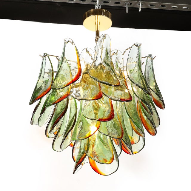 Mid-Century Modern Mid-Century Signed Barbini Hand-Blown Murano Peacock Glass Chandelier For Sale - Image 3 of 15