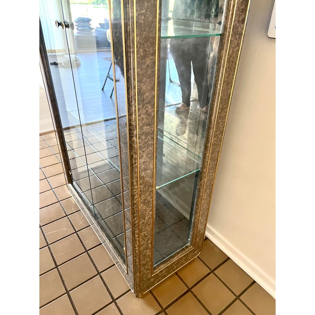 Mastercraft 1960s Mastercraft Mid Century Modern Ebonized Metal and Brass Vitrine Curio Cabinet For Sale - Image 4 of 7