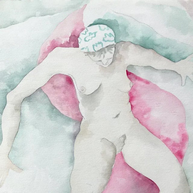 'Bathers in Sage and Rose' by Robin Gregory Circa 1985 For Sale - Image 4 of 8