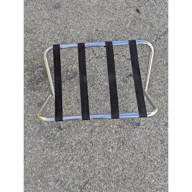 Mid 20th Century Vintage Chromed Metal Folding Luggage Rack / Suitcase Holder For Sale - Image 5 of 5