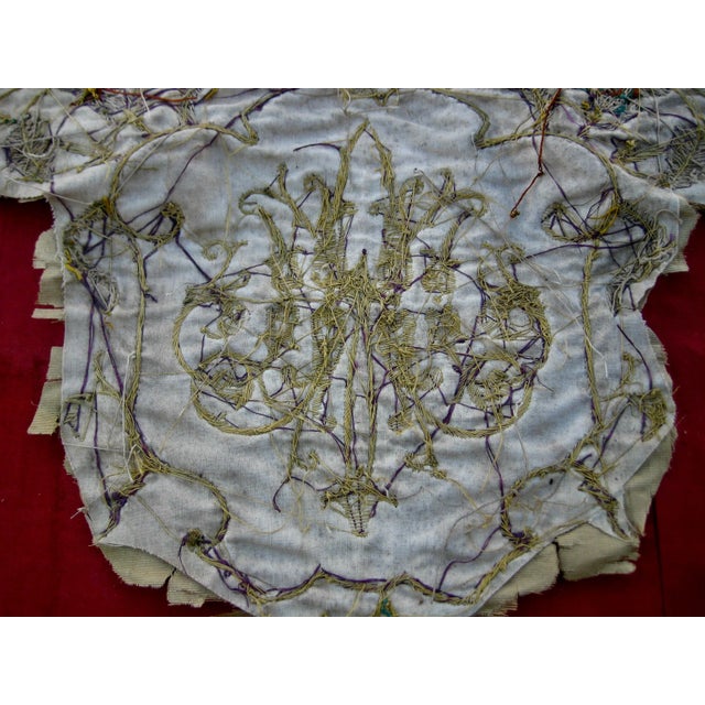 Early 19th Century Gold Embroidery Fragment Monogram MA For Sale - Image 10 of 13