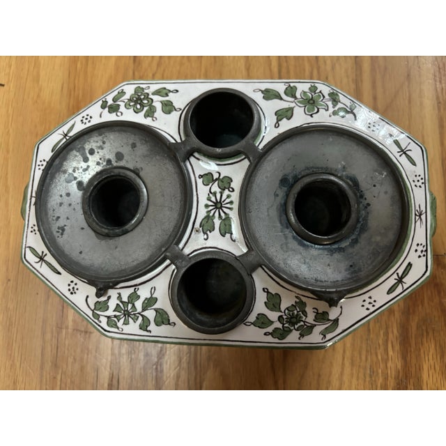 Italian Faience and Pewter Inkwell, 19th Century. For Sale - Image 9 of 11