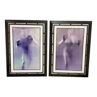 Contemporary Male + Female Blurred Figural Prints, Framed, Pair For Sale