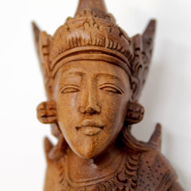 1950s Indonsian Handcarved Wood Figure of Moon Goddess For Sale - Image 4 of 11