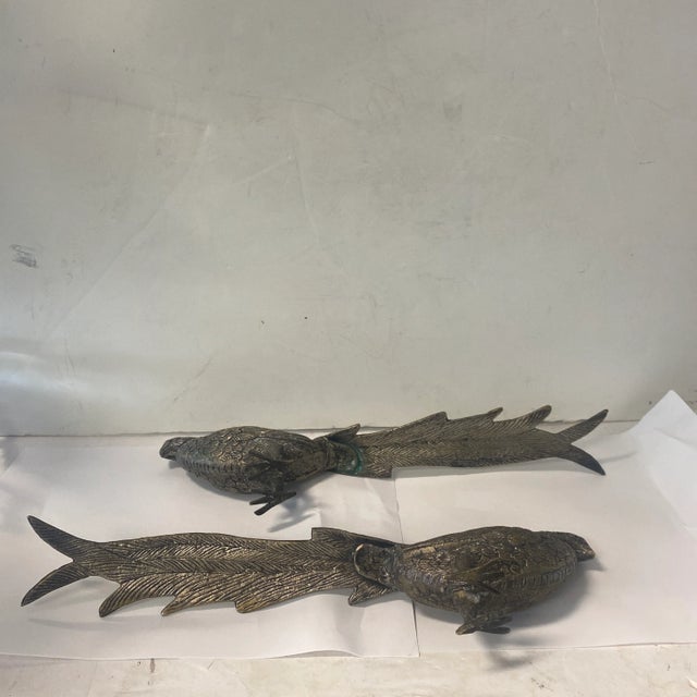 Pair of 1980s Hollywood Regency Style Metal Pheasants For Sale - Image 12 of 12