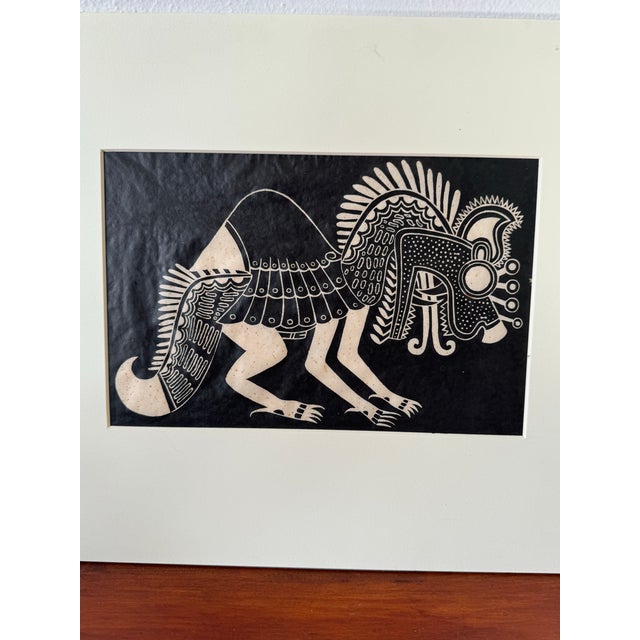 Signed 1970s Pedro Puerta "Dragon Number 1" 22/100 Wood Block Print For Sale - Image 9 of 12